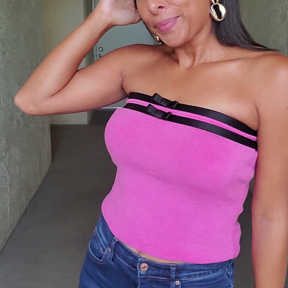 I.N.C. Barbie Vibes Pink Tube Top W/ Bows Medium